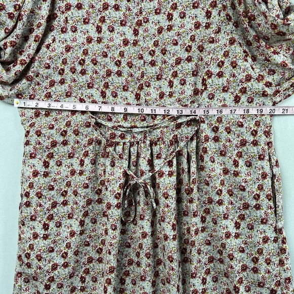 Entro Mini Dress Womens Large Ditsy Floral Puff Sleeve Gathered Cottage Core - Picture 10 of 13